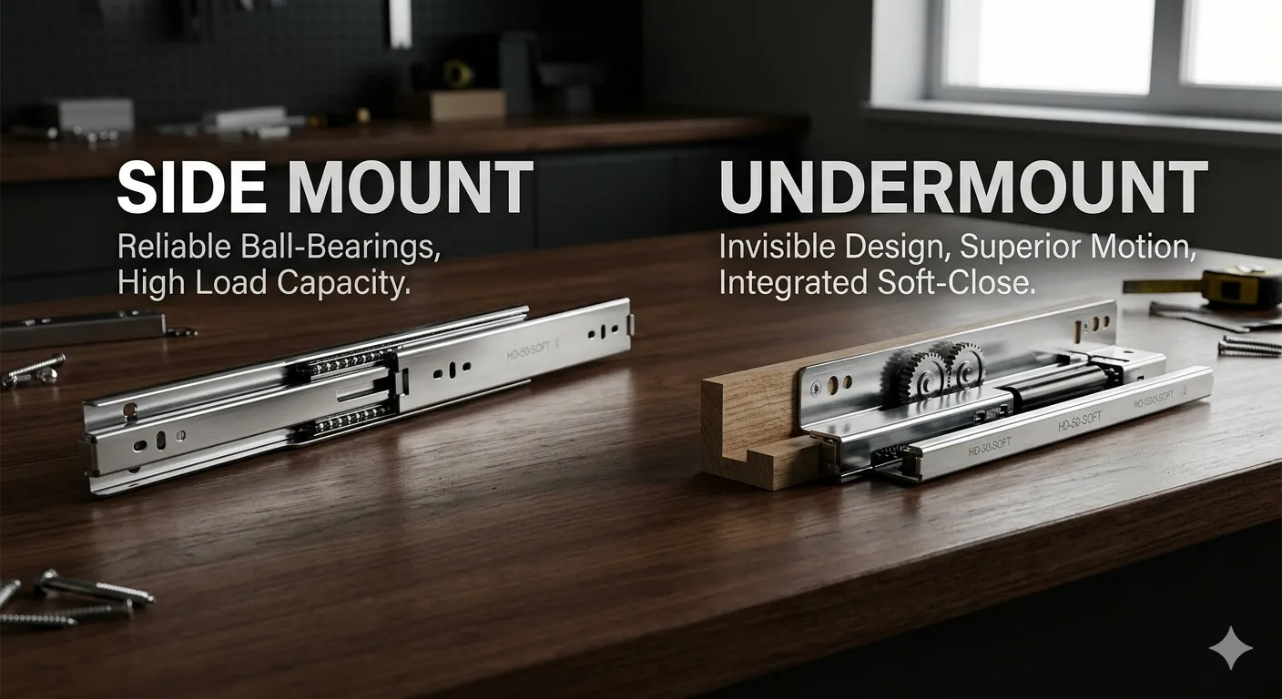 Undermount vs. Side Mount Drawer Slides